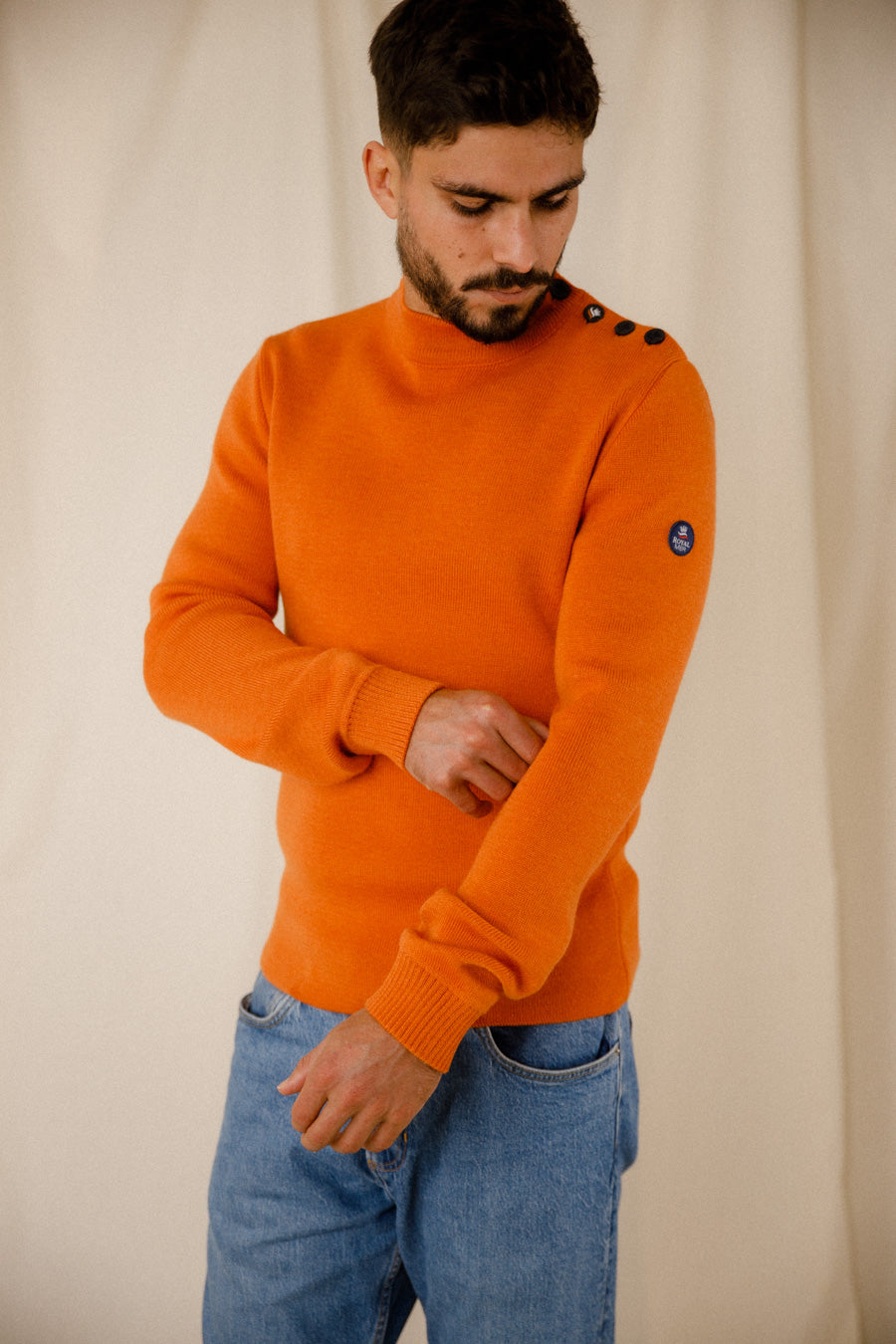 Plain sailor sweater 100% virgin wool