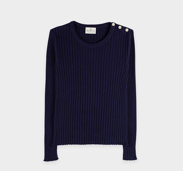 Round neck sweater with wavy finish