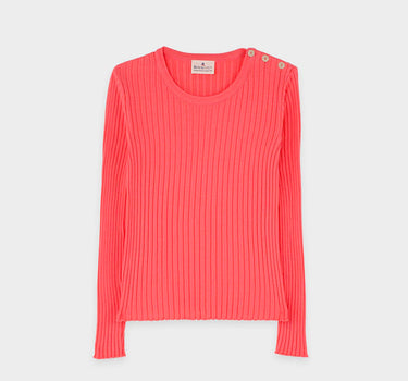 Round neck sweater with wavy finish