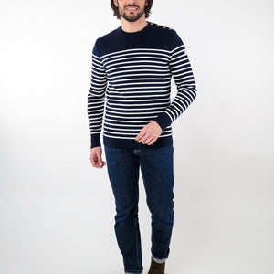 Striped sailor sweater with round neckline