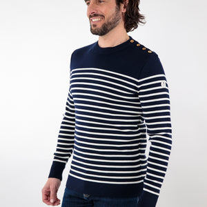 Striped sailor sweater with round neckline