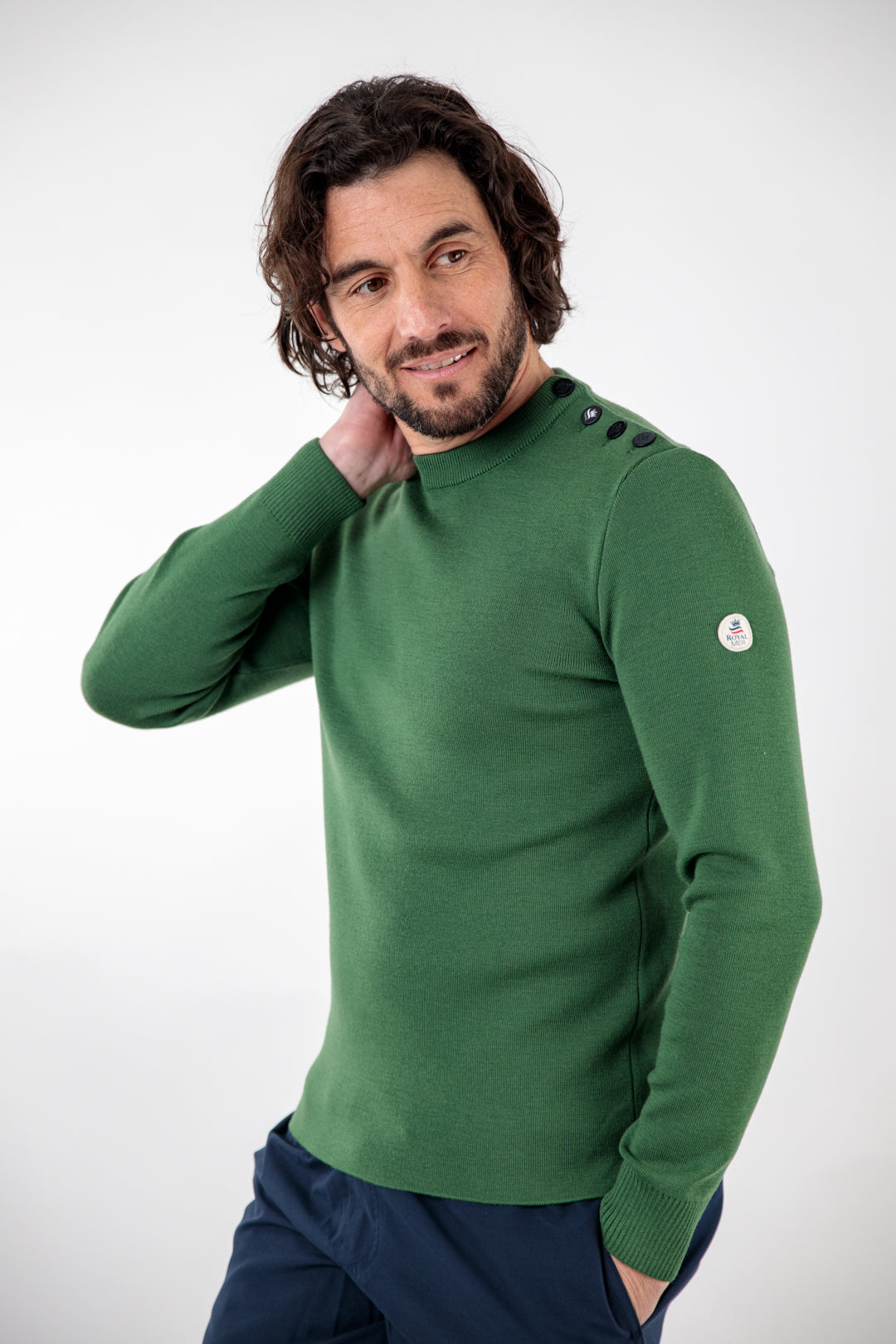 Pull marin uni laine mérinos