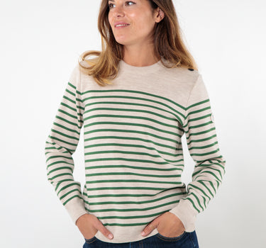 Pull marin rayé bouton mats