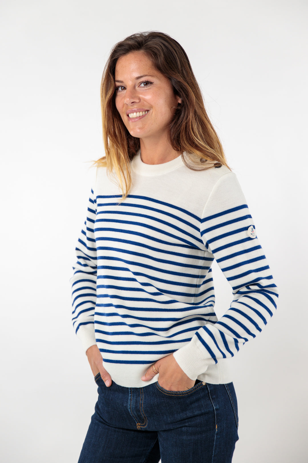 Pull marin raye bouton mats