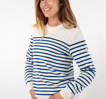 Pull marin rayé bouton mats