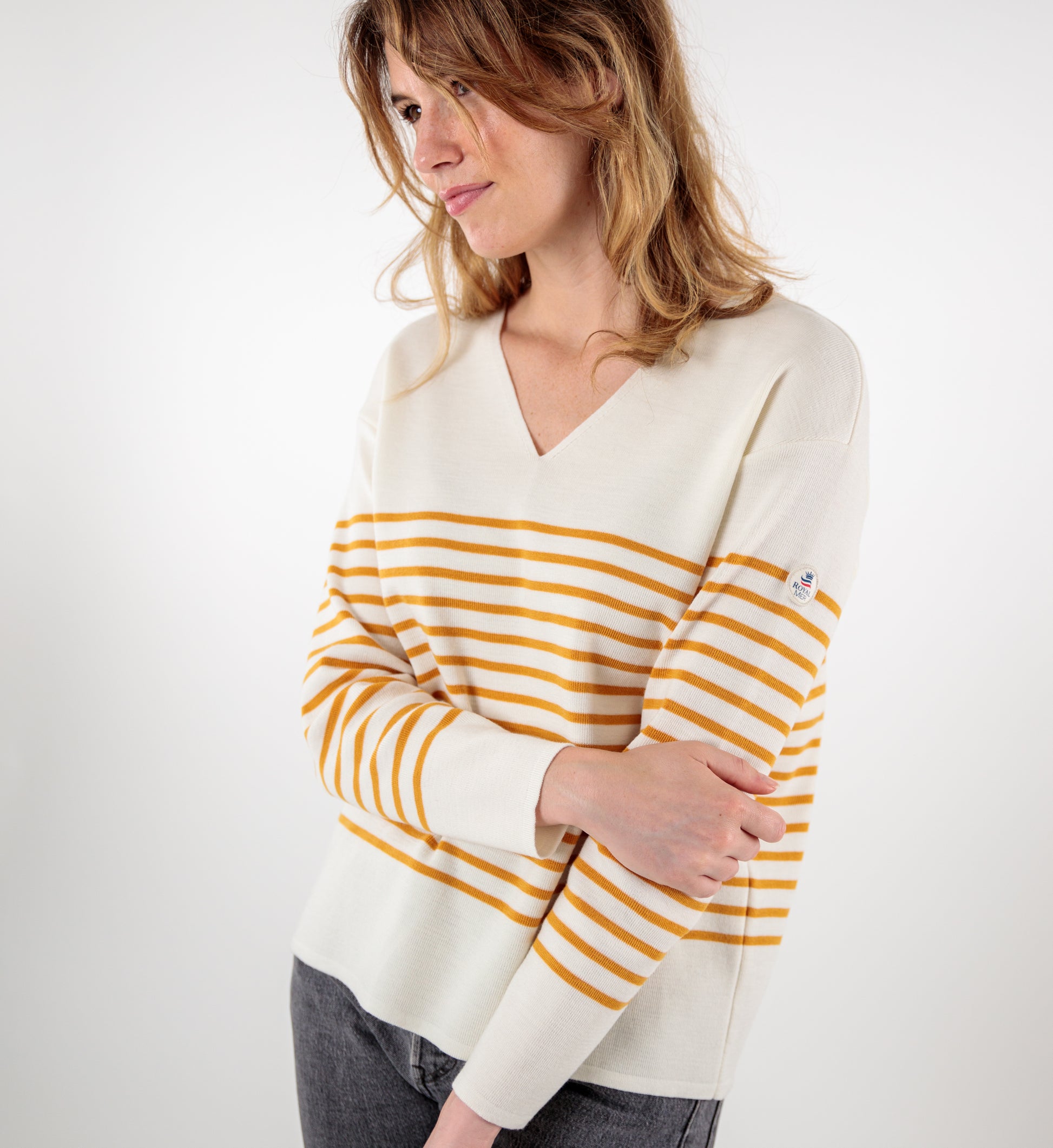 Striped v-neck sweater