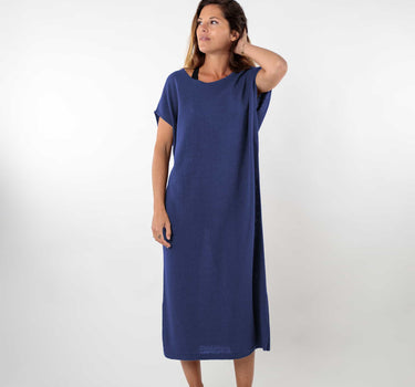 Robe ample col rond lin/coton