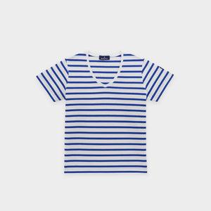 Two-tone striped v-neck t-shirt