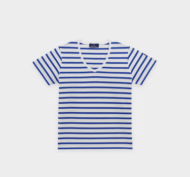 Two-tone striped v-neck t-shirt