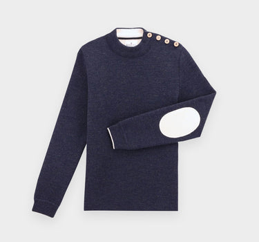 Plain sailor sweater with contrasting elbow patches