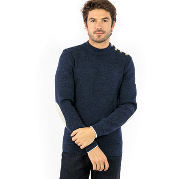 Plain sailor sweater with contrasting elbow patches