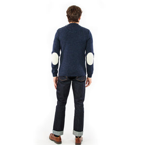 Plain sailor sweater with contrasting elbow patches