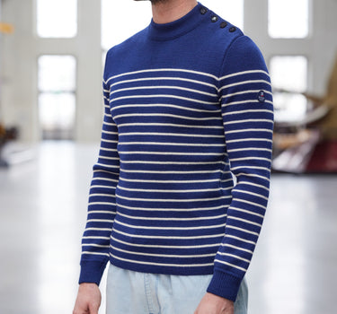 Striped sailor sweater 100% virgin wool