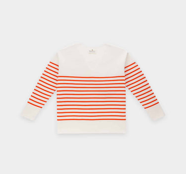 Two-tone striped v-neck sweater