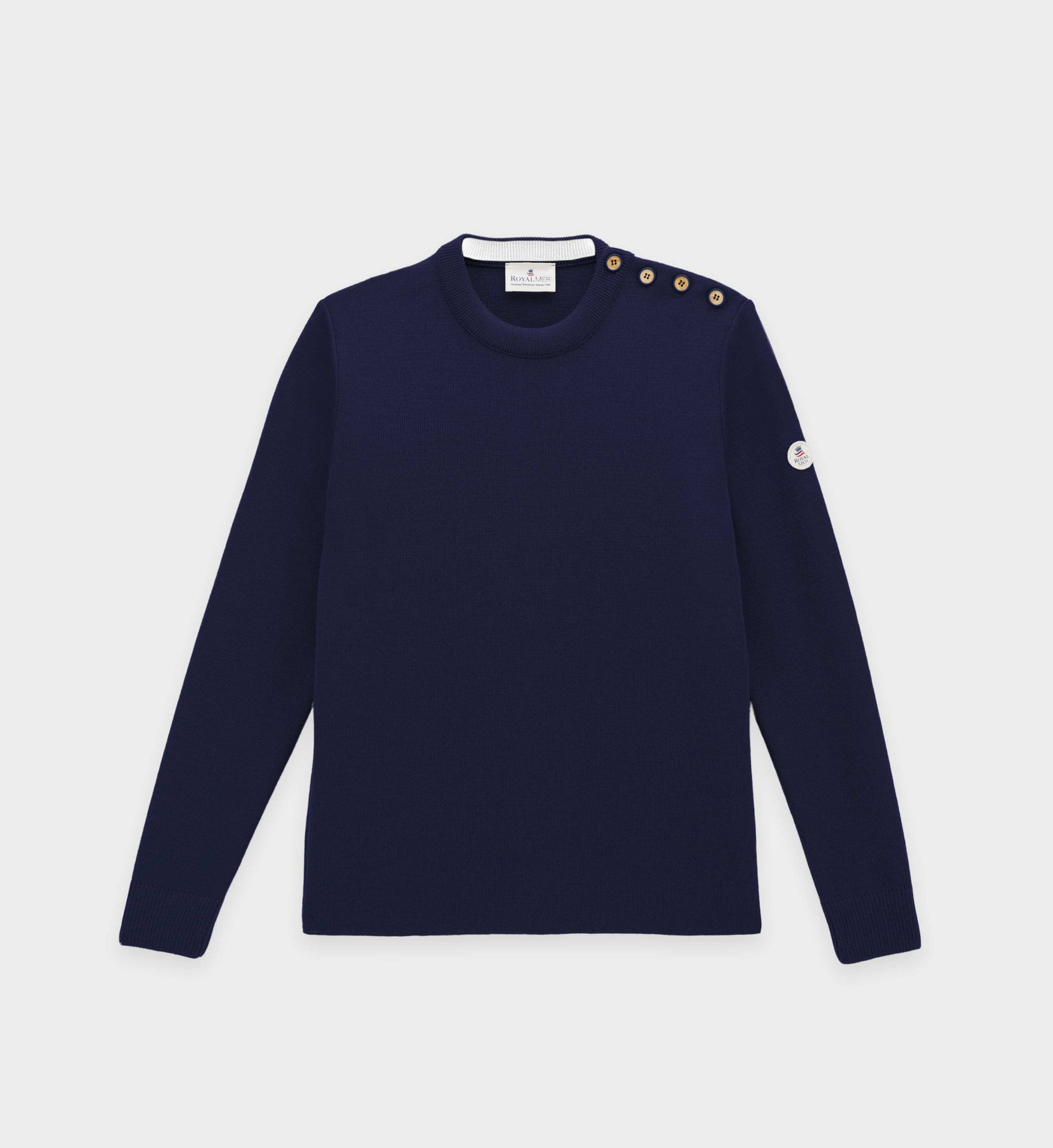 Plain sailor sweater with round neckline