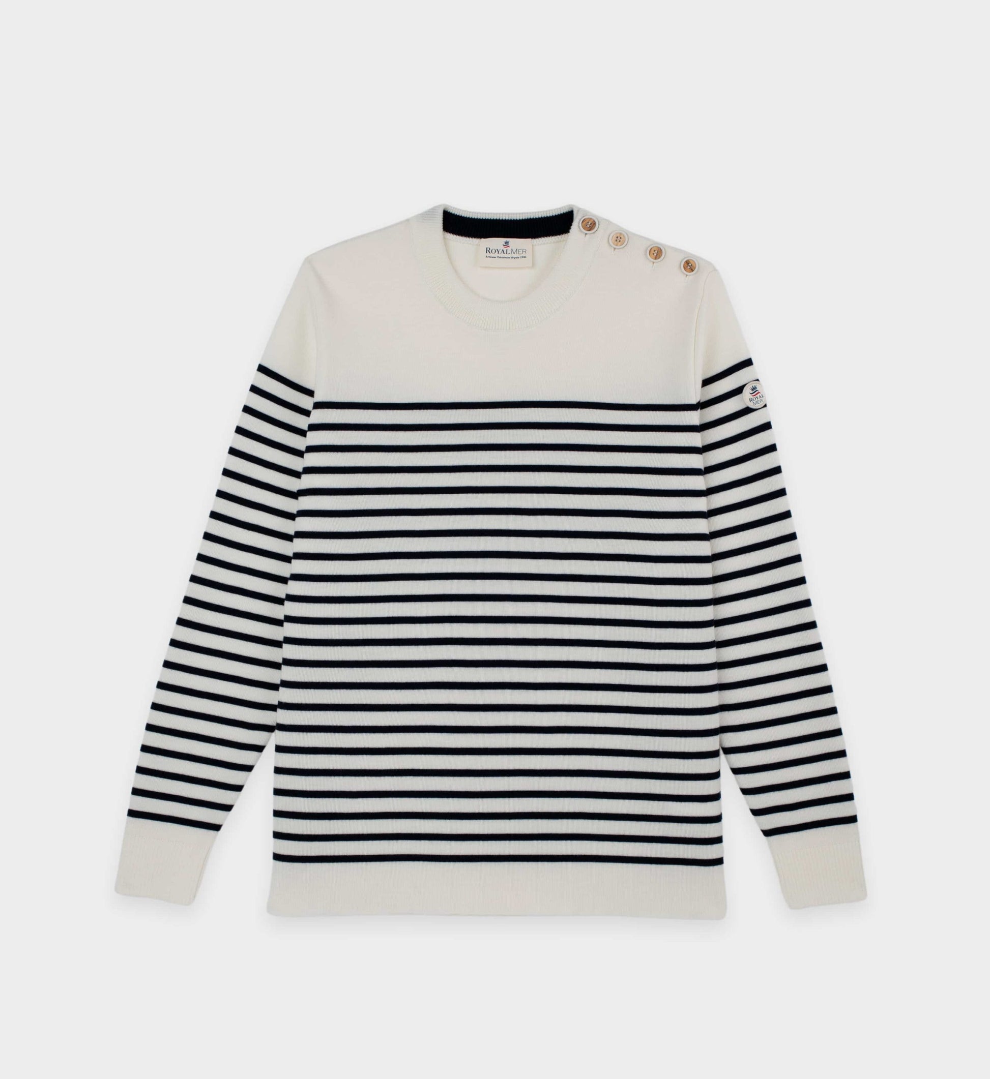 Striped sailor sweater with round neckline 