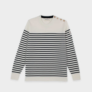 Striped sailor sweater with round neckline 