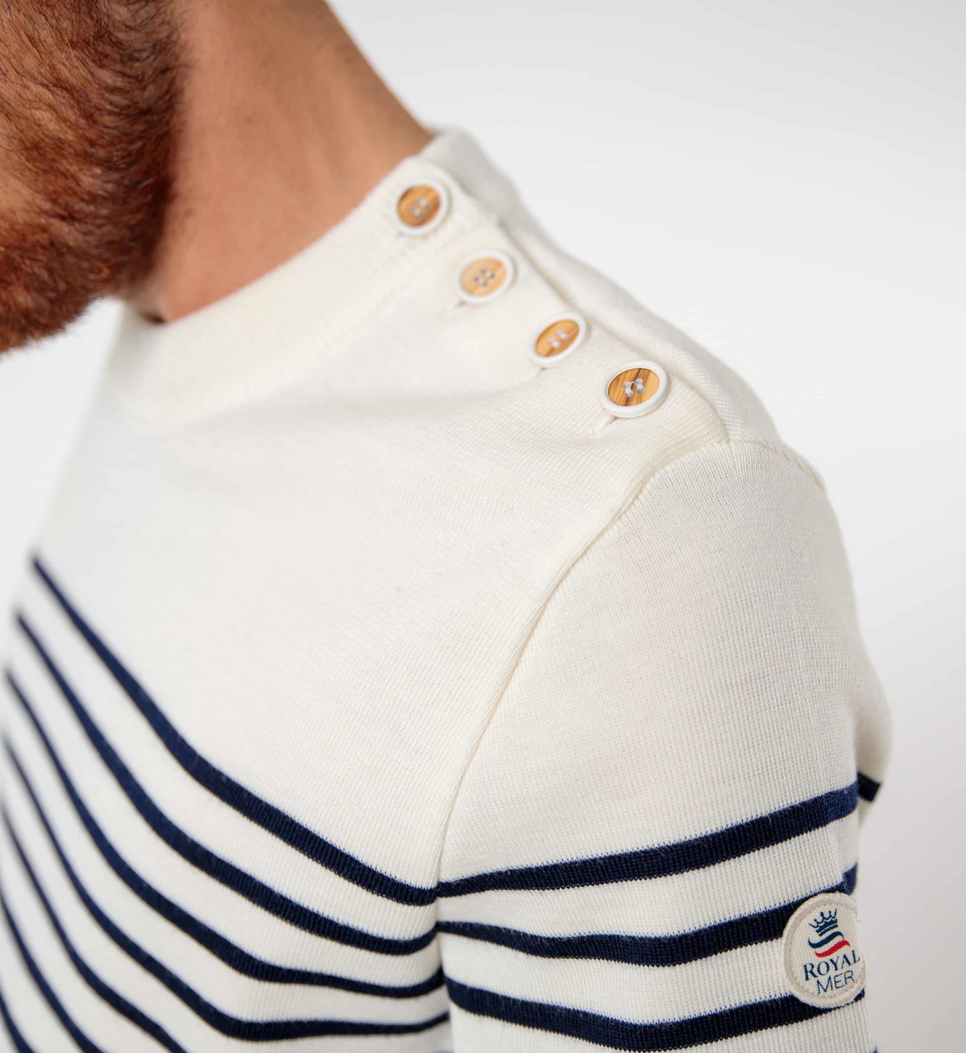 Striped sailor sweater with round neckline 