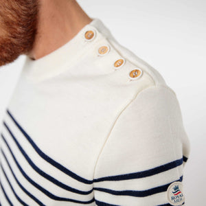 Striped sailor sweater with round neckline 