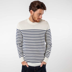 Striped sailor sweater with round neckline 