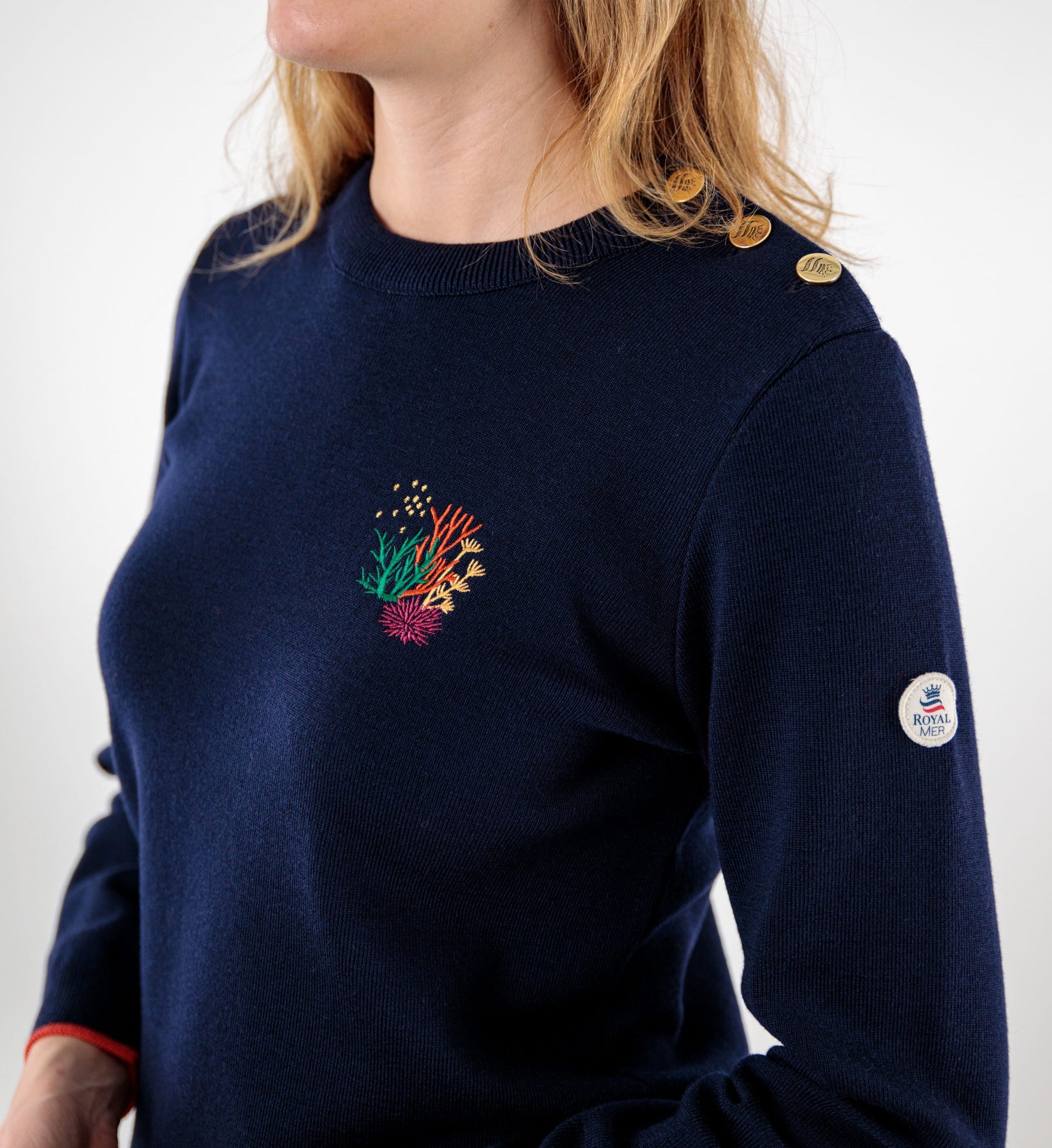 Sweater with coral embroidery