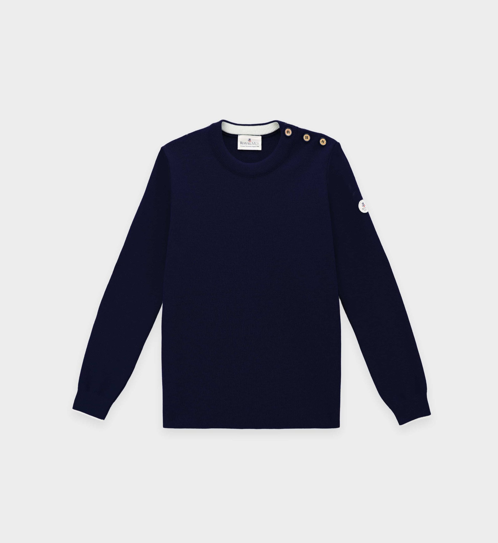 Plain sailor sweater with round neckline