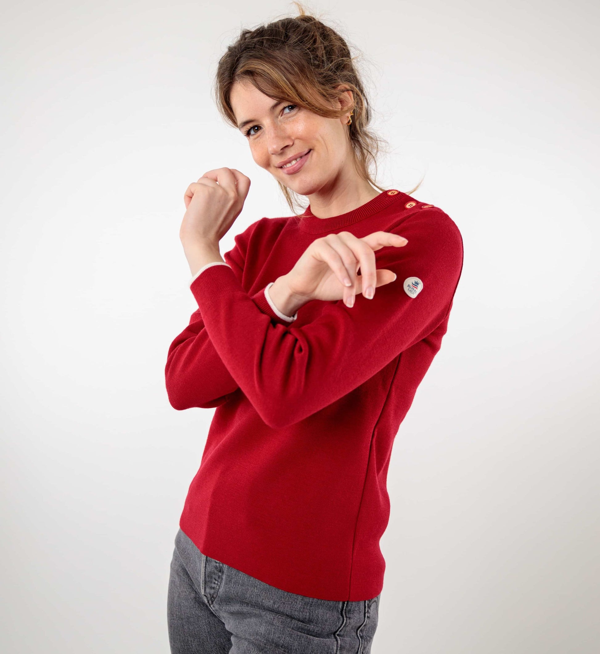 Plain sailor sweater with round neckline