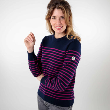 Striped sailor sweater with round neckline