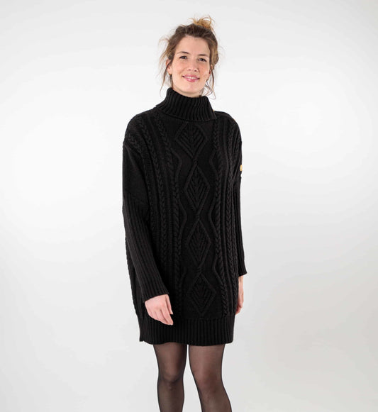 Loose cable-knit dress