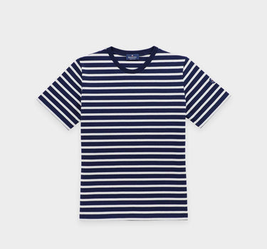 Two-tone striped short-sleeved t-shirt