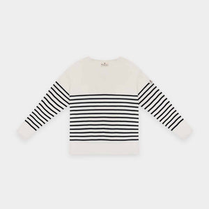 Two-tone striped v-neck sweater